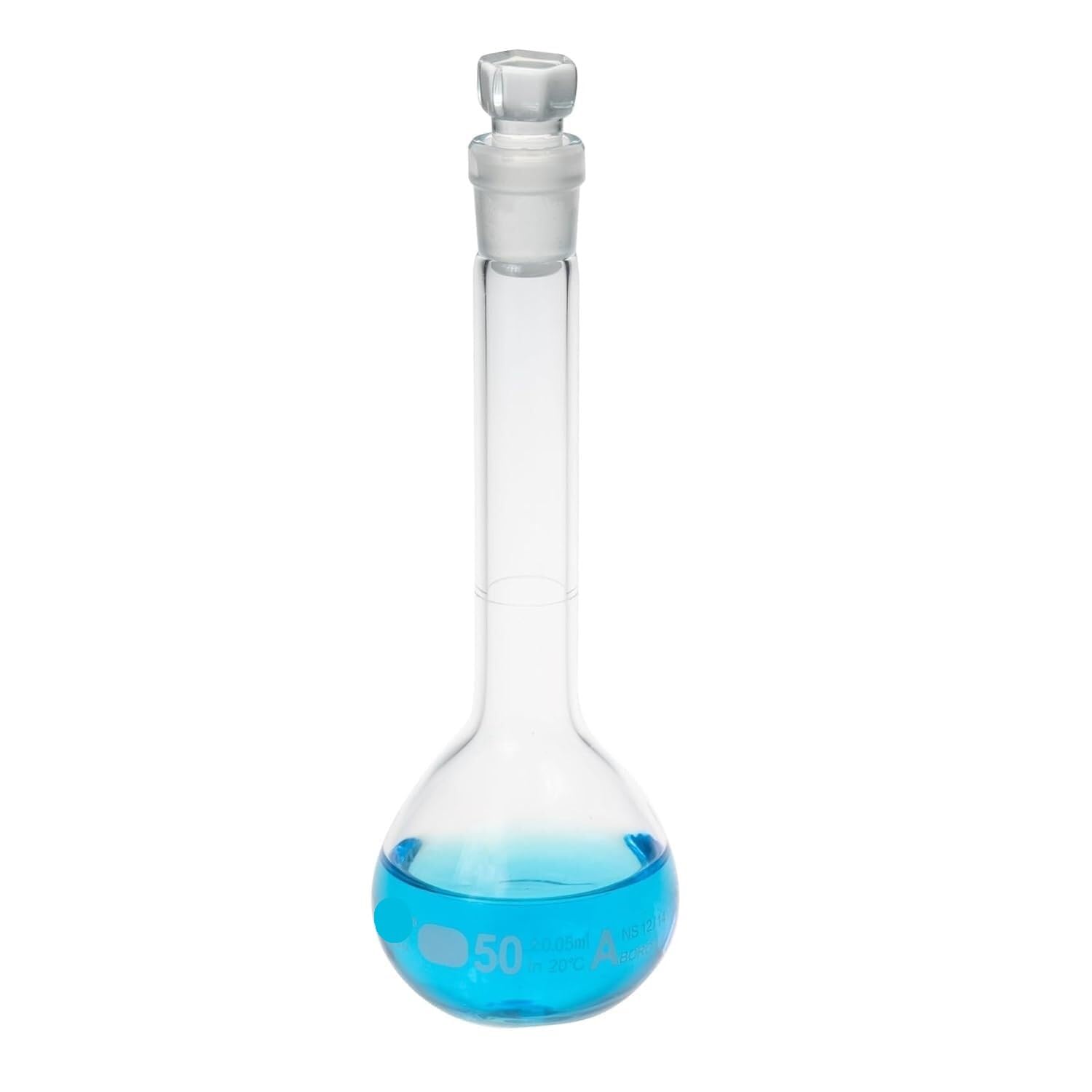 Juego de 2 matraces aforados 100 mL - Vidrio Borosilicato 3.3, Clase A, para Laboratorio y Escuela(Clear,50mL)
