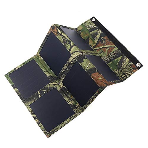 Yzibei Solar Panel 25W 5V Foldable Solar Panel Charger Solar Power Bank Dual USB Camouflage Backpack Camping Hiking (Color : Multi-colored, Size : 25W)
