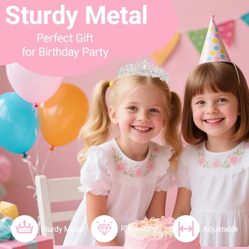Birthday Tiara and Crown with Sash, Birthday Tiara for Women Party (Silver)