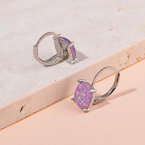 CiNily Leverback Dangle Earrings for Women Girls Hypoallergenic,14K Gold Plated Pendant Earrings Square Opal Hoops Hanging Lever Earrings Fashion Jewelry Gifts for Sensitive Ears4