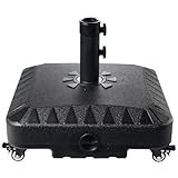 Cosell Patio Umbrella Base with 4 Rolling Wheels，Fillable & Movable Market Stand for Patio,Poolside, Deck,Garden (Black)