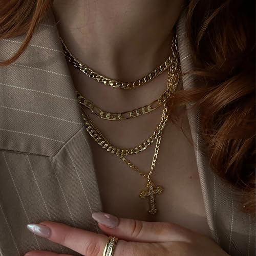 Cross Necklace for Women 14K Gold Plated Dainty Heart Cross Pendant Choker Simple Trendy Cute Cross Charm Diamond Necklace Faith Jewelry Religious Minimalist Gift3