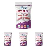 Vidal Golosinas. Naturall Fruit Bites. Regaliz relleno pica, vegano, con zumo y sin gluten. Con colorantes y aromas naturales y trocitos de frutas. Sabor frambuesa, grosella y fresa. Doypack 180 g.