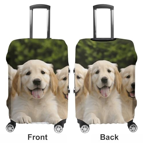 Golden Retriever Puppies Luggage Cover, Washable Elastic Suitcase Cover Protector Fit 18-32 Inch Luggage3