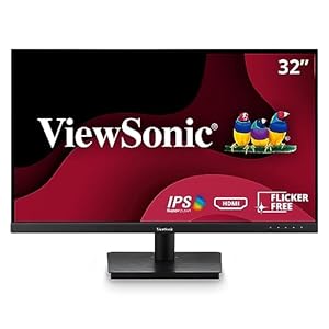 ViewSonic VA3209M 32 Inch IPS Full HD 1080p Monitor with Frameless Design, 75 Hz, Dual Speakers, HDMI, and VGA Inputs for Home and Office,Black