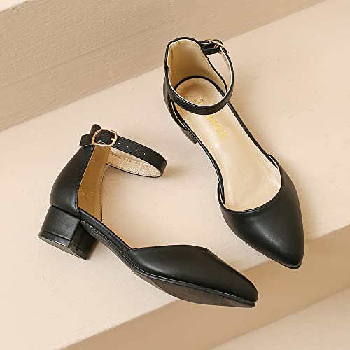 Image of Amoji Girls High Heels Kid Ankle Strap Dress Shoes Wedding Party for Little Kid Big Kid 412