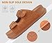 KuaiLu Womens Sandals with Arch Support Comfortable Slippers Orthopedic Cushion Recovery Slides Summer Fashion Leather Buckle Casual Plantar Fasciitis Shoes for Indoor&Outdoor Size Khaki 10