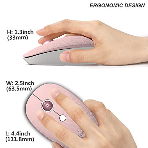 Xinshis Wireless Mouse, 2.4G Wireless Mouse For Laptop, Ergonomic Computer Mouse Aluminum Alloy Wheel, 3 Dpi Adjustment Levels, Leather Luxury Outfit, Pink #TOP2