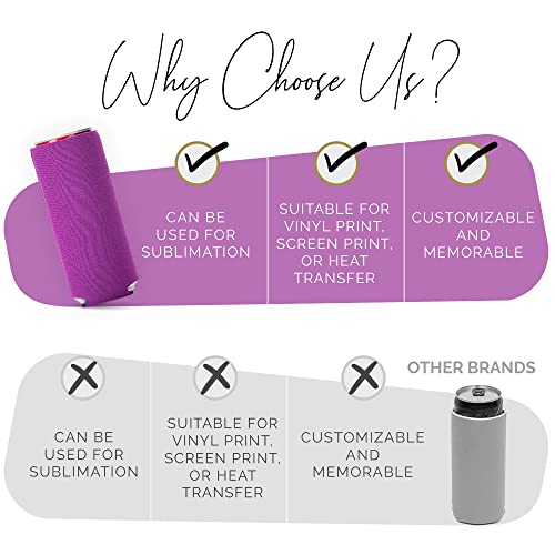 Image of Slim Can Cooler Sleeve 12 Pack - Blank Neoprene Insulated Can Coolers for 12 oz Skinny Beer & Soda Cans - Sublimation Ready Drink Sleeves for Heat Press, Custom Printing & Party Favors (Purple)