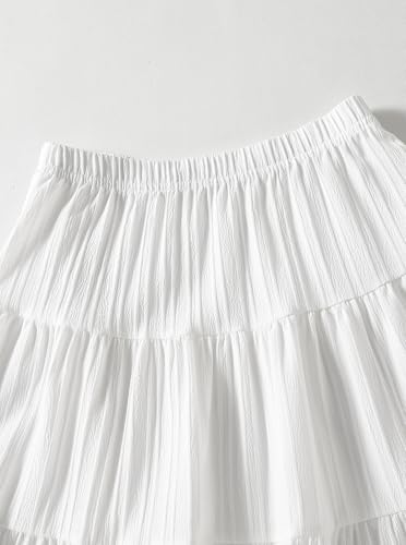 Image of Girls Tiered Maxi Skirt Boho Flowy Peasant Long Skirt for Kid 7-14