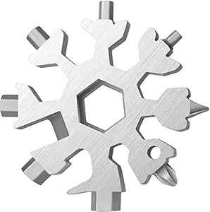 OZKET 18 in 1 Stainless Steel EDC Snowflake Multitool Wrench, Heavy Duty, Hex Wrench, Screwdriver, Allen Wrench, Portable, Keychain, Bottle Opener, Flat Screwdriver Kit/Wrench