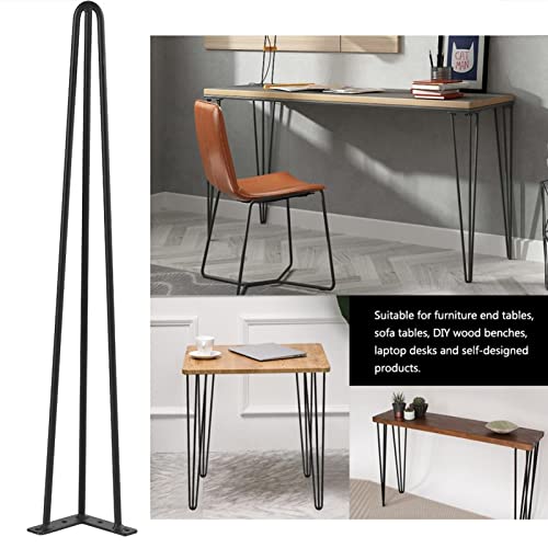 DICN 3-Rod Hairpin Legs 86cm/34inch Black Metal Support Desk Table Legs, 4PCS U-Type Chairs Desk TV Stand Sofa Cupboard Bathroom Cabinet Furniture Legs - Image 2