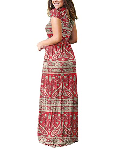Image of MISFAY Women's Short Sleeve Maxi Dresses Long Casual Dresses with Pockets | Empire Elastic Waist, Crew Neck, Floor Length, Strentchy Flowy A Line Fit, Loose Plain Summer Outfits, Vacation Wear