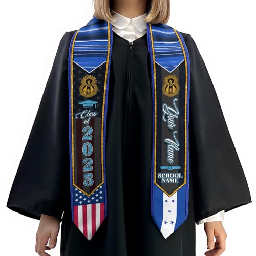 MonkeyVan Personalized Honduran Graduation Stole 2025,Custom Honduras Flag Sash,Honduras Graduation Stole for Class of 2025 S351