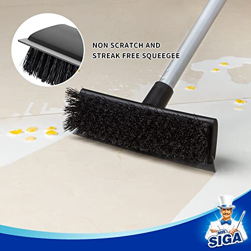 MR.SIGA Floor Scrub Brush with Long Handle, 2 in 1 Scrubber and Squeegee for Cleaning Bathroom, Patio, Garage, Wall, Tile with Stiff Bristles by MR.SIGA - Image 4