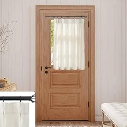 Lino Rosa Front Door Curtain for Glass Window 40 Inch Length,Small Pre French Pinch Pleated Linen Sheer Short Curtains for Bedroom,30x40 Long