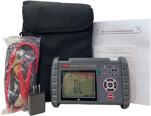 VTSYIQI Micro Ohmmeter Low Ohm Meter Milli Ohmmeter Equipotential Bonding Resistance Tester with 0.01mΩ to 30.00KΩ Resolution 10uΩ Accuracy ±0.1% USB Interface for Transformer Windings Measuring