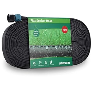 Soaker Hose 75ft 1/2″ Flat Double Layer Consistent Drip Hose Saving 80% Water Leakproof Kink Free Vegetable Garden Hose