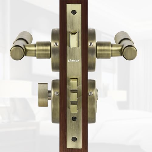 Image of Plantex Premium Door Lock with 3 Years of Warranty /Mortise Lock for Home - Main Door Lock Set (Brass Antique)