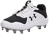 Under Armour mens Yard Low Mt Tpu Baseball Shoe, Black/White, 10.5 US