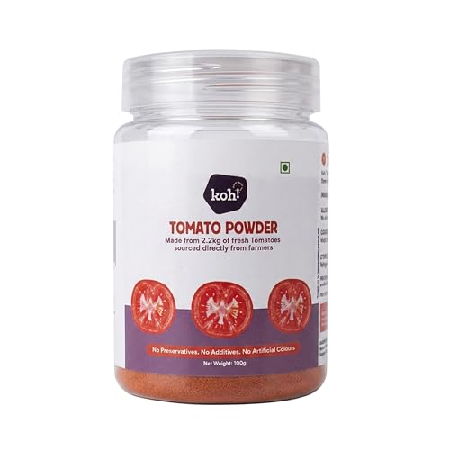 Image of KOH Dehydrated Tomato Powder | Pure & Natural for Soups, Sauces, Curries, Pasta & Pizza | Perfect for Cooking, Gluten-Free, No Additives | Long Shelf Life, Rich in Nutrients - 3.5274oz(100g)