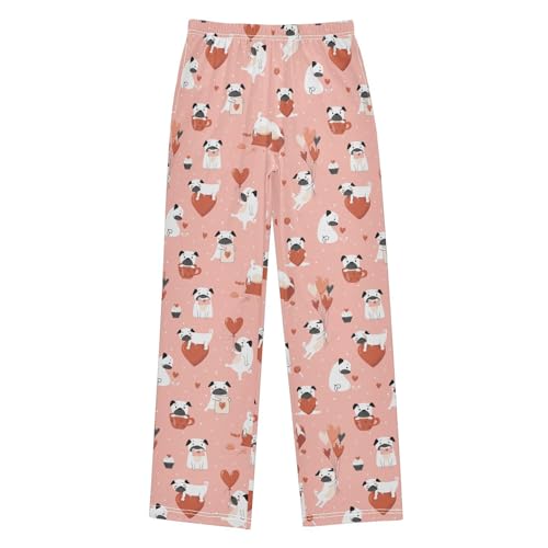 Bulldog Love Balloon Boys Long Pants Soft Trousers Elastic Waist Kids Lounge Bottoms with Pockets S-XL