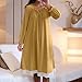 Womens Victorian Nightgown Long Sleeve Soft Sleepwear Princess Cute Lace Ruffle Lounge Dress Vintage House Dress Yellow