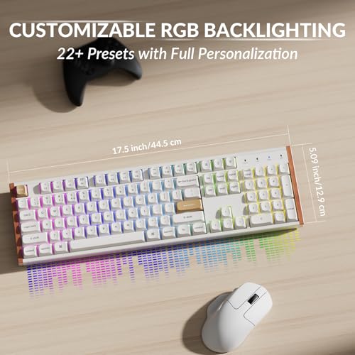 Image of Keychron K10 HE Hall Effect Keyboard Wireless, Magnetic Switch Hot Swappable, Adjustable Actuation Rapid Trigger Mode with Aluminum + Wood Frame, Full-Size Custom RGB for Mac Windows Linux - White