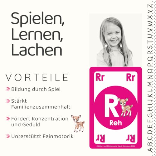 Buchstaben Klacks – Lern-Kartenspiel für Familien & Kinder | 148 doppelseitige ABC-Karten | Spaßiges Alphabet-Spiel für die ganze Familie, Vorschule & Grundschule