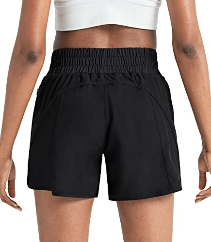 ZUTY 5" Athletic Running Shorts for Women with Zipper Pocket High Waisted Quick Dry Workout Gym Shorts with Liner2