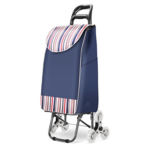 XXHDEE Climbing Shopping Cart Home Portable Folding Shopping Small Cart Trolley Cart Trolley Cart Trolley Trailer stacking chair (Color : Blue)