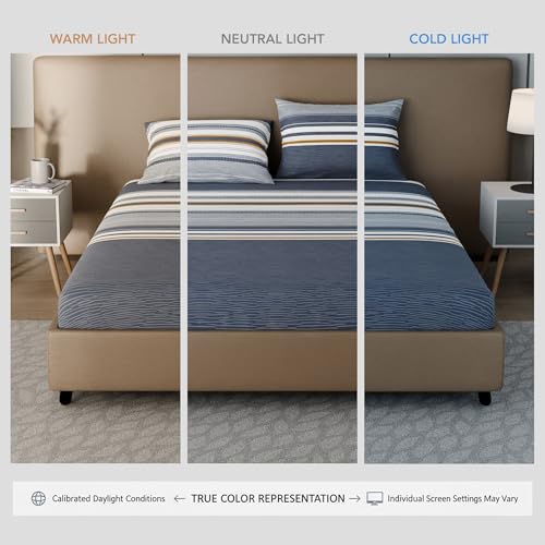 Image of BLISSHOME SoftTouch 150TC Cotton King Size Fitted Bedsheet with 2 Pillow Covers, Silky Smooth Bedding Set, Breathable, Easy Maintain, Geometric Pattern - Grey (183cm x 198cm + 25cm Drop)