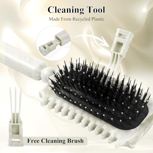 Curl Defining Brush, Curl Define Styling Brush With Cleaning Claws, Hair Brush for Combing and Shaping Men's and Women's Curls to Reduce Pulling, Curl Enhancing, Unisex (Beige) — view 3