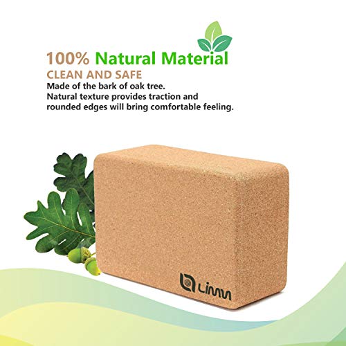 Limm Cork Yoga Blocks - 1 Pack Natural And Sustainable Cork Yoga Brick For Supporting Yoga Poses - 3 X 6 X 9 Inches Anti-Slip And Non-Tilt Exercise Block - Used To Improve Flexibility #TOP3