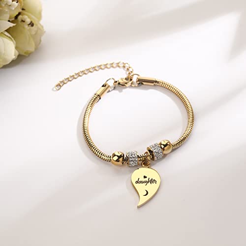 Image of Yonhon Mother Daughter Bracelet Necklace for 2 /3 /4, Mother Daughter Matching Keychain Set