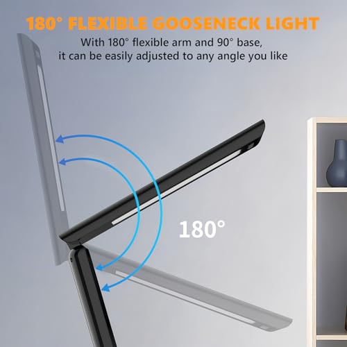 AMFUN Desk Lamp, Eye-Caring LED Table Lamp, 3 Color Modes,USB Charging,Dimmable Bedside Lamps with Clock,Touch Control - Image 3