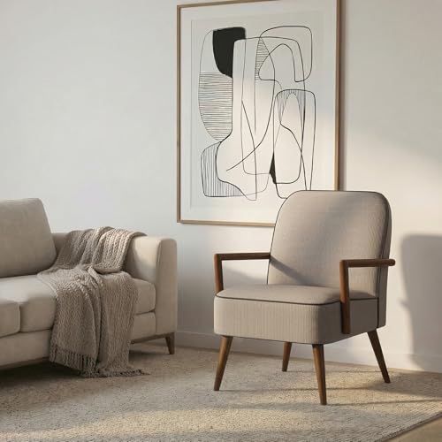 Reviews de Sillones en Oferta para comprar hoy. 48 FurnitureR Silla Decorativa Mediados Siglo, Silla Comedor Moderna, Sillón Retro Madera y Tela Pana, Sillón Lounge, Cómodas Sillas Lectura para Espacios Pequeños Gris