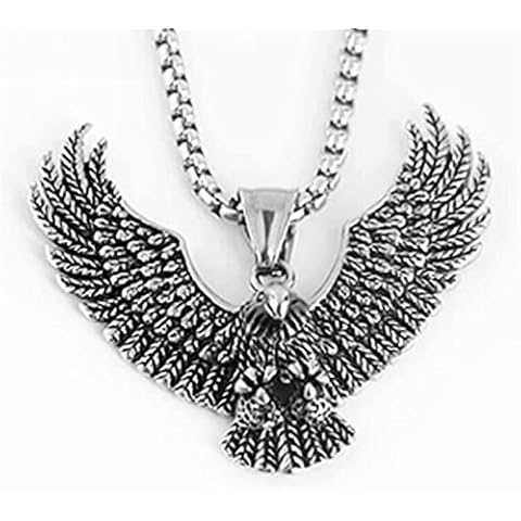 Homeilteds Punk Animal Eagle Pendant Chain Necklace For Men Male Gift Jewelry Accessories Dress Accessories Gifts (Metal Color : Eagle) Cover