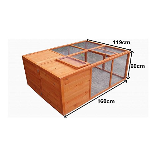 Melko Kleintierstall Klappbarer Hasenstall Freilaufgehege ca. 160 x 119 x 60 cm, aus Holz, braun – Bild 7
