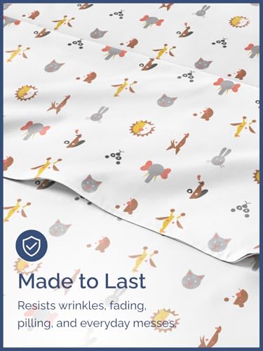 Image of Kids Full Size Animals Bed Sheets - 4 Piece Kids Animals Sheet Set