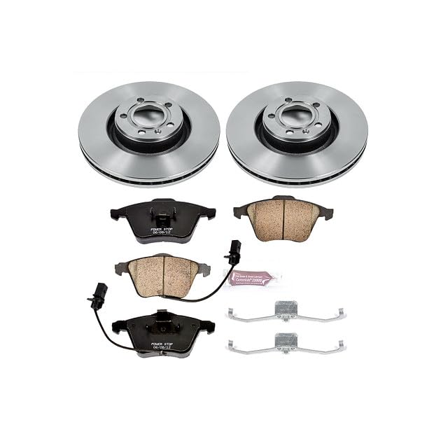 Image of PowerStop Front Brake Kit for Audi A6 2006-11 | Audi A6 Quattro 2005-08 - Z17 Ceramic Brake Pads & Disc Rotors Replacement, KOE2993
