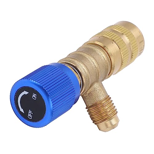 Válvula de carga de refrigerante, 2 piezas, adaptador de seguridad de latón con rosca de 1/4 pulgada para refrigerantes R22, R410, R134A y R404 miniatura 3