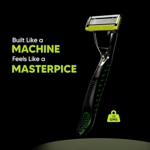 Image of LetsShave Pro 7 Max Shaving Razor for Men | 1 Handle, 2 Refills & Cap | World's First 7-Blade-Razor with Honeycomb Bar | Smooth & Close Hair Removal Kit