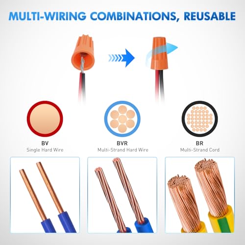 Image of Nilight 220PCS Wire Screw Caps Terminals Kit 5 Sizes Electrical Assortment Spring Thread Insulated Twist on Connectors for 22-12 AWG Wires