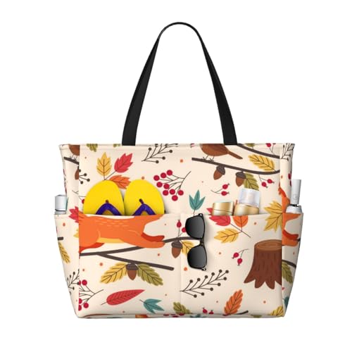 Sac fourre-tout écureuil et automne éveillez votre style nature avec ce grand sac de plage