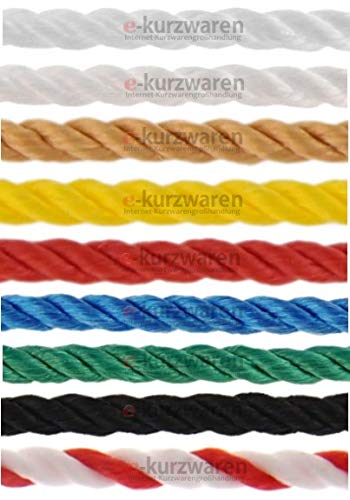 e-kurzwaren 25m Corde 2mm Ficelle de Polypropylene, Ficelle Cordelette, Décoration, Couture, activité Manuelle, créative, neotrims, Torsade a Deux Fils, 9 Couleurs, File
