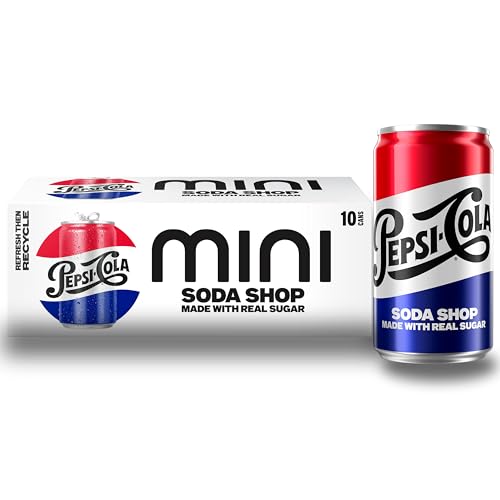 Pepsi Real Sugar Soda Mini Cans, 7.5oz Mini Cans, (10 Pack) (Pack...