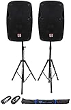 2) Rockville SPG84 8 Passive 800W DJ PA Speakers 4 Ohm 2) Stands+2) Cables+Case