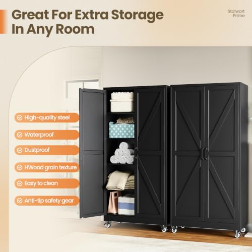 Image of Yizosh Metal Storage Cabinet with Doors and 4 Adjustable Shelves