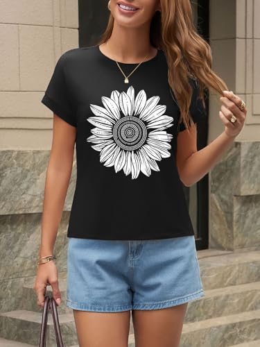 Image of UNCLECAT Womens Crop Tops Loose Fit Cap Short Sleeve Summer Tee
